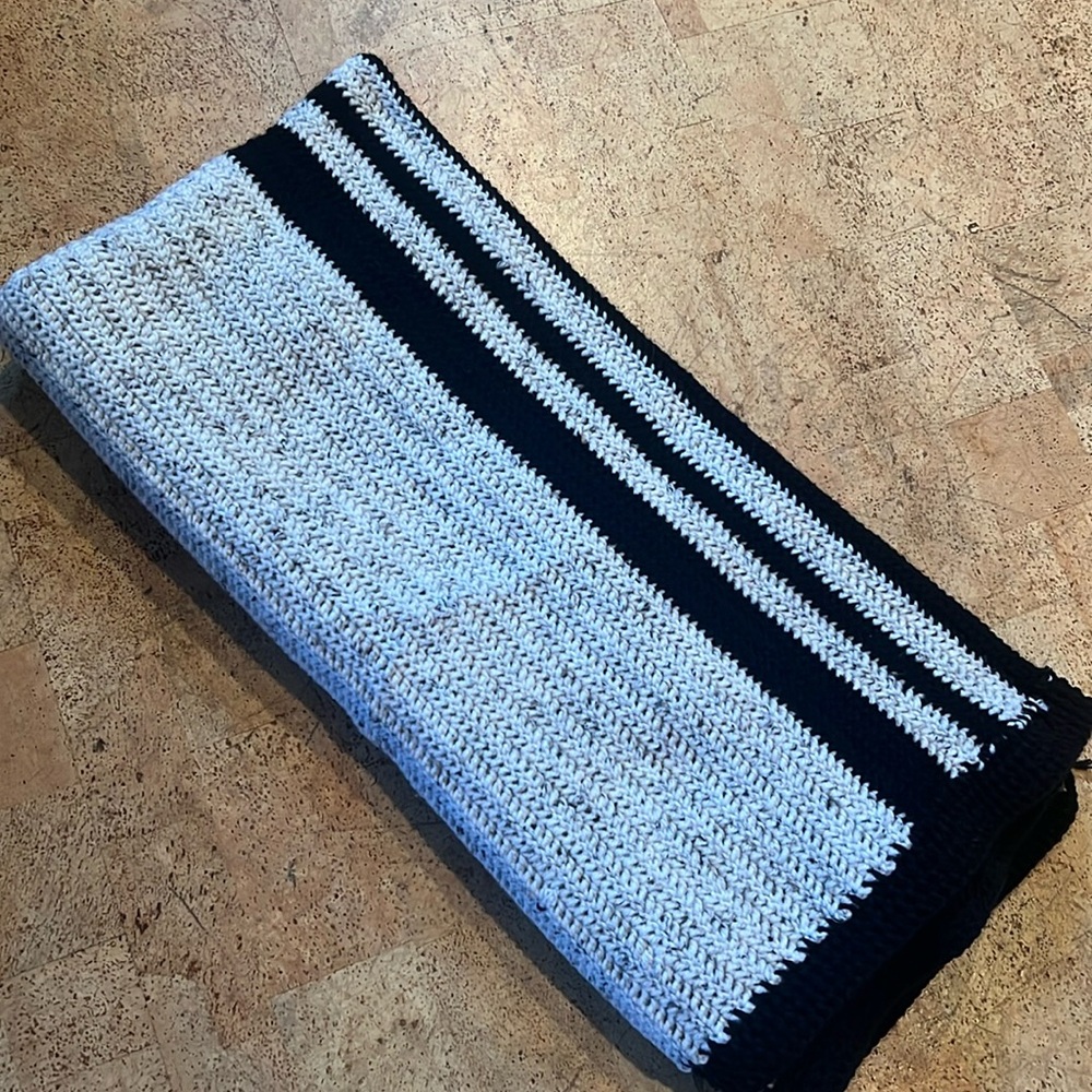 Large Vintage Handmade Knit Afghan Blanket